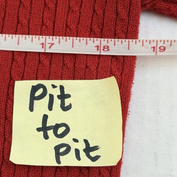Lauren Ralph Lauren Knit Sweater Womens Large Red Fisherman Cable Knit Vintage - Picture 7 of 9
